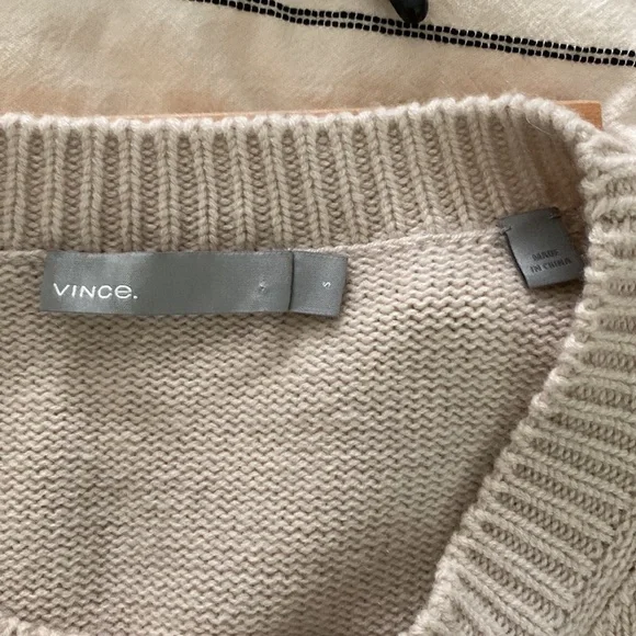 Vince 100% Cashmere Stripe Boxy Crew Sweater. Size S - Picture 4 of 11